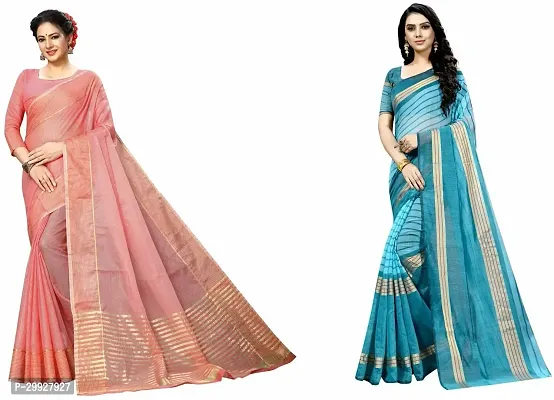 Stylish Fancy Art Silk Saree With Blouse Piece Combo For Women Pack Of 2-thumb0