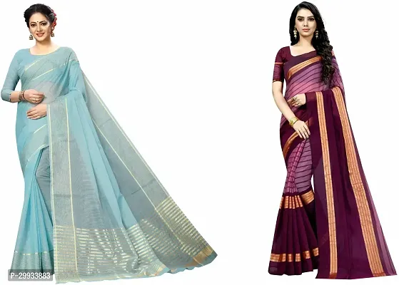 Stylish Fancy Art Silk Saree With Blouse Piece For Women Pack Of 2-thumb0