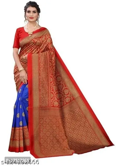 Women Stylish Art Silk Printed Saree with Blouse piece-thumb0