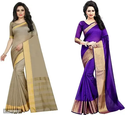 Stylish Fancy Georgette Saree With Blouse Piece Combo For Women Pack Of 2-thumb0