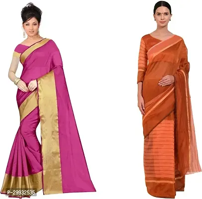 Stylish Fancy Georgette Saree With Blouse Piece Combo For Women Pack Of 2-thumb0