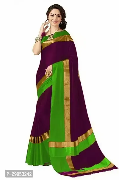 Stylish Fancy Cotton Silk Saree With Blouse Piece For Women-thumb0