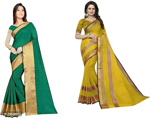 Stylish Fancy Georgette Saree With Blouse Piece Combo For Women Pack Of 2-thumb0