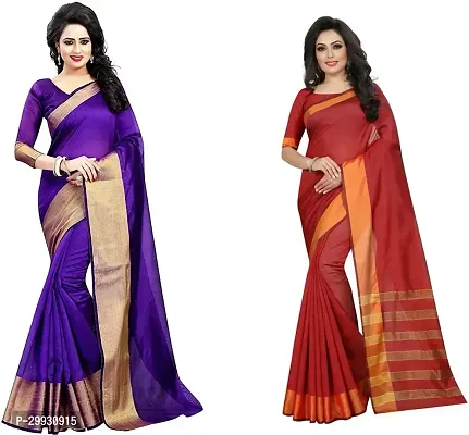 Stylish Fancy Georgette Saree With Blouse Piece Combo For Women Pack Of 2-thumb0