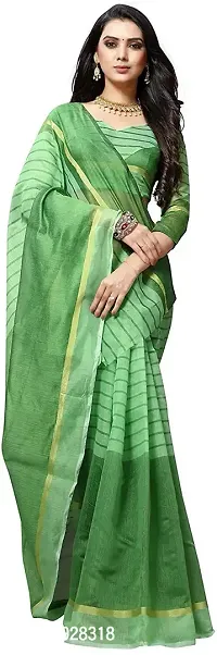 Stylish Fancy Cotton Silk Saree With Blouse Piece For Women-thumb0