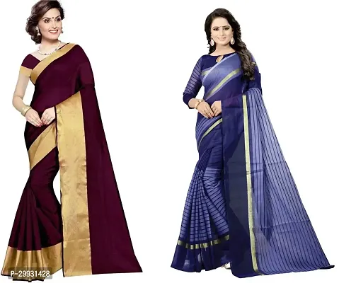 Stylish Fancy Georgette Saree With Blouse Piece Combo For Women Pack Of 2-thumb0