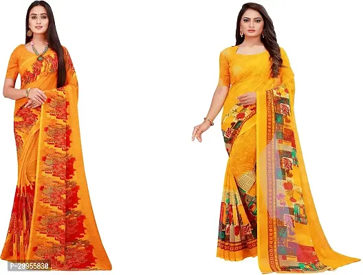 Stylish Fancy Georgette Saree With Blouse Piece For Women Pack Of 2-thumb0