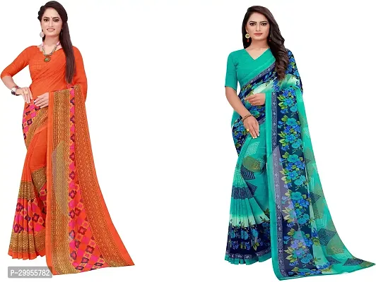 Stylish Fancy Georgette Saree With Blouse Piece For Women Pack Of 2-thumb0