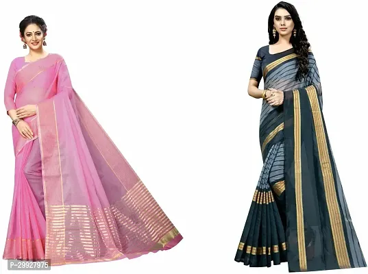 Stylish Fancy Art Silk Saree With Blouse Piece Combo For Women Pack Of 2-thumb0