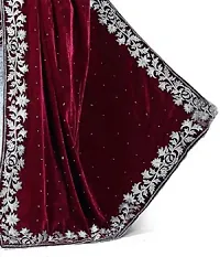 Stylish Fancy Velvet Saree With Blouse Piece For Women-thumb1