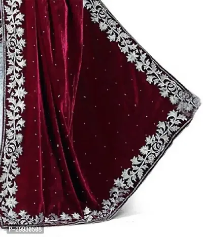 Stylish Fancy Velvet Saree With Blouse Piece For Women-thumb2