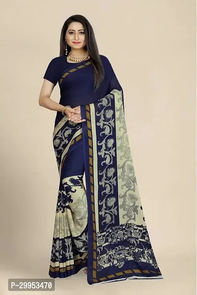 Stylish Fancy Georgette Saree With Blouse Piece For Women-thumb0