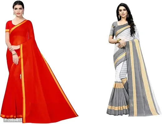 Stylish Fancy Art Silk Saree With Blouse Piece For Women Pack Of 2-thumb0