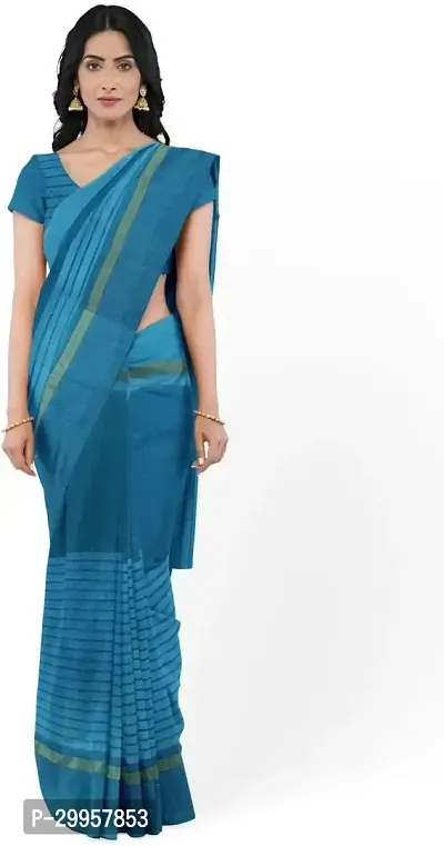 Stylish Fancy Cotton Silk Saree With Blouse Piece For Women-thumb0