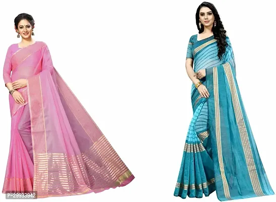 Stylish Fancy Art Silk Saree With Blouse Piece For Women Pack Of 2-thumb0