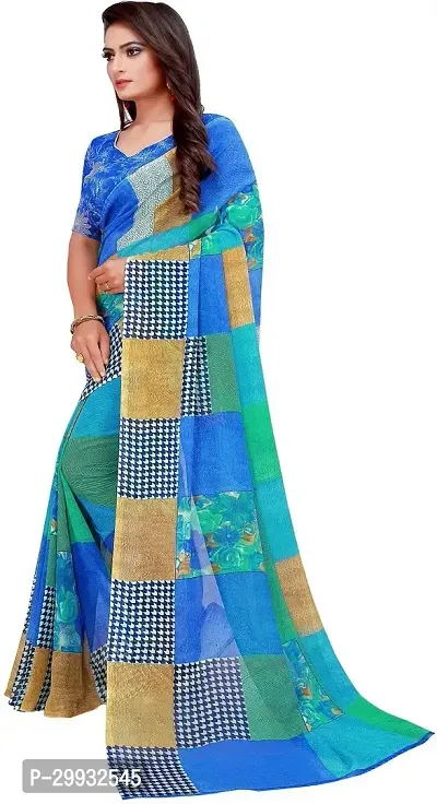 Stylish Fancy Georgette Saree With Blouse Piece For Women-thumb2