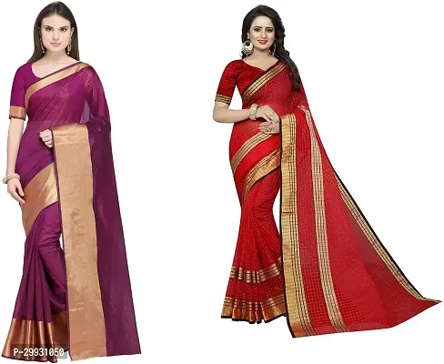 Stylish Fancy Georgette Saree With Blouse Piece Combo For Women Pack Of 2-thumb0