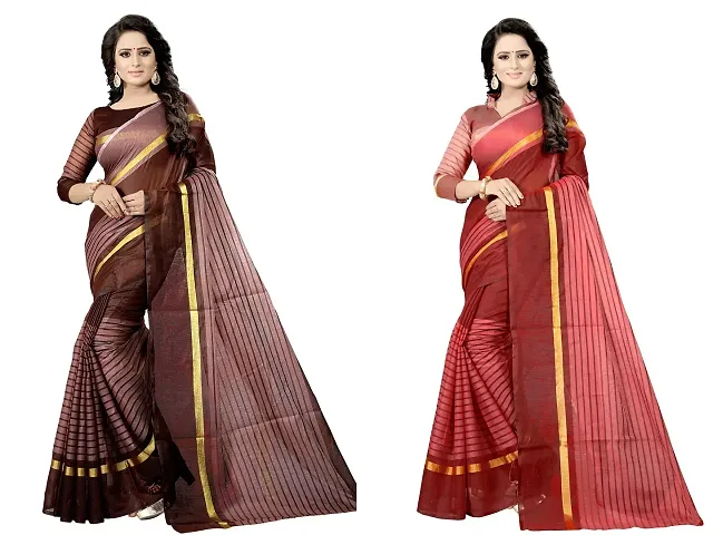 Glamorous Cotton Silk Saree with Blouse piece 