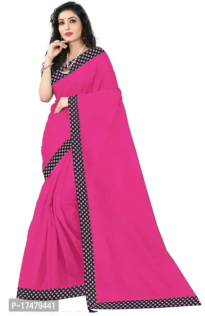 Women Stylish Cotton Blend Solid Saree with Blouse piece-thumb2