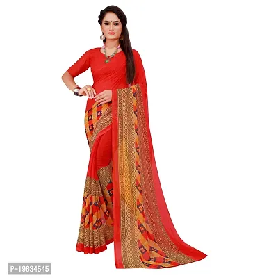 Todaydeal Red Printed Georgette saree with Blouse
