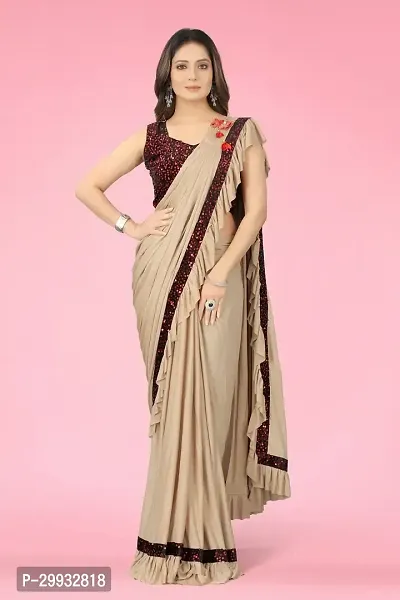 Stylish Fancy Lycra Saree With Blouse Piece For Women-thumb0