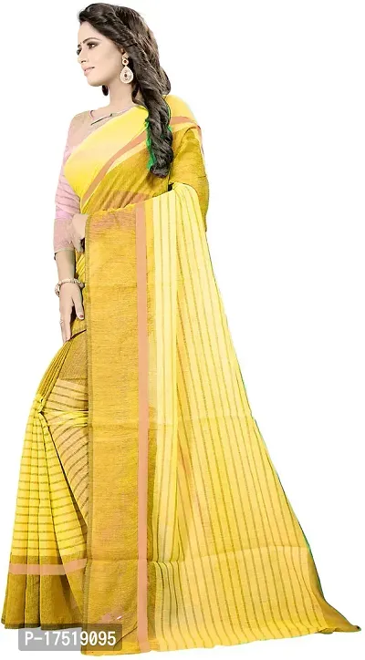 Women Stylish Cotton Silk Striped Saree with Blouse piece-thumb2