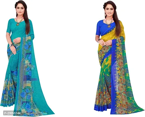 Stylish Fancy Georgette Saree With Blouse Piece For Women Pack Of 2