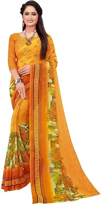 Stylish Fancy Georgette Saree With Blouse Piece Combo For Women Pack Of 2-thumb2