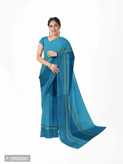 Stylish Fancy Cotton Silk Saree With Blouse Piece For Women-thumb0