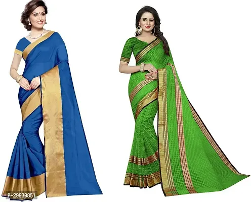 Stylish Fancy Georgette Saree With Blouse Piece Combo For Women Pack Of 2-thumb0