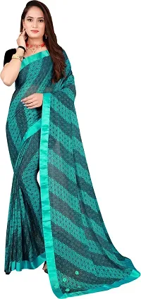 Stylish Fancy Lycra Blend Saree With Blouse Piece For Women-thumb1