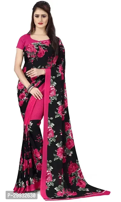 Stylish Fancy Georgette Saree With Blouse Piece For Women-thumb0