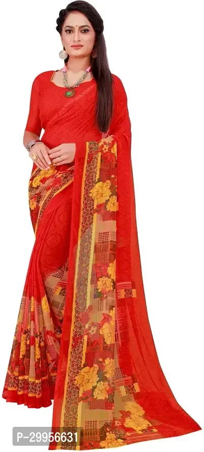 Stylish Fancy Georgette Saree With Blouse Piece For Women-thumb0