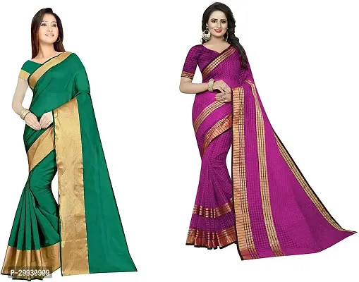 Stylish Fancy Georgette Saree With Blouse Piece Combo For Women Pack Of 2-thumb0