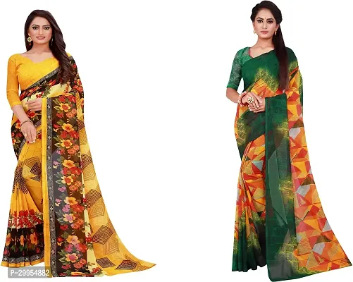 Stylish Fancy Georgette Saree With Blouse Piece For Women Pack Of 2