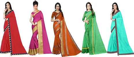 Stylish Fancy Art Silk Saree With Blouse Piece For Women Pack Of 5