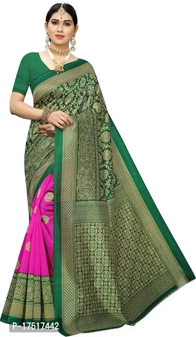 Women Stylish Art Silk Printed Saree with Blouse piece-thumb0