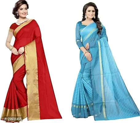 Stylish Fancy Georgette Saree With Blouse Piece Combo For Women Pack Of 2-thumb0