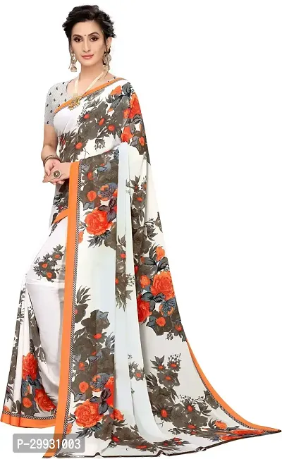 Stylish Fancy Georgette Saree With Blouse Piece For Women-thumb0