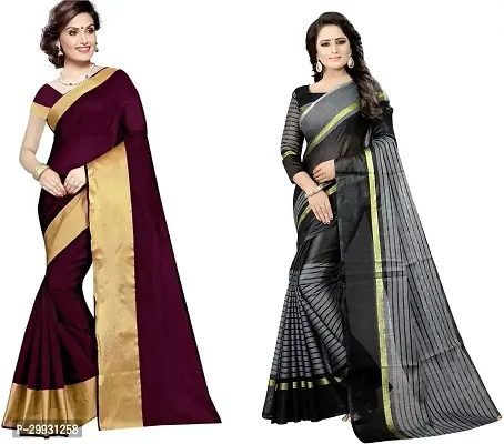 Stylish Fancy Georgette Saree With Blouse Piece Combo For Women Pack Of 2-thumb0