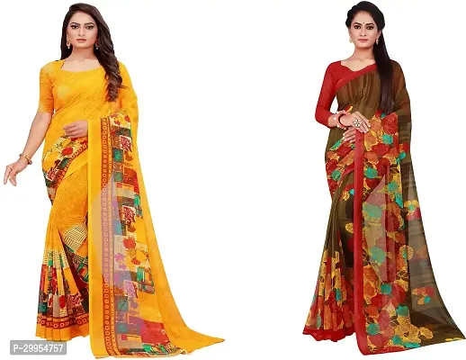 Stylish Fancy Georgette Saree With Blouse Piece For Women Pack Of 2-thumb0