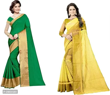 Stylish Fancy Georgette Saree With Blouse Piece Combo For Women Pack Of 2-thumb0