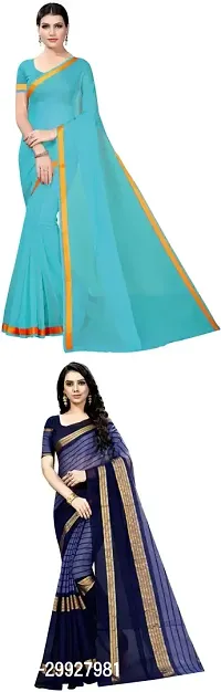 Stylish Fancy Art Silk Saree With Blouse Piece Combo For Women Pack Of 2-thumb0