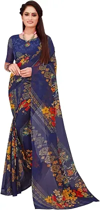 Stylish Fancy Georgette Saree With Blouse Piece Combo For Women Pack Of 2-thumb1