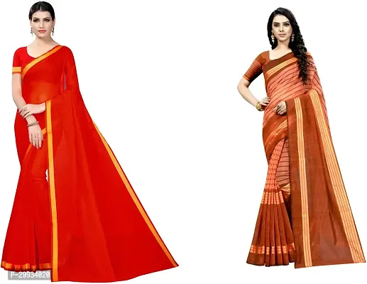 Stylish Fancy Art Silk Saree With Blouse Piece For Women Pack Of 2-thumb0