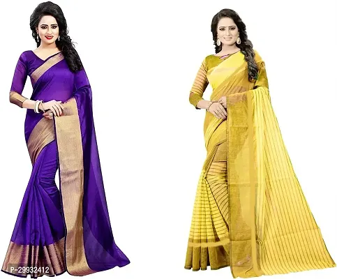 Stylish Fancy Georgette Saree With Blouse Piece Combo For Women Pack Of 2-thumb0