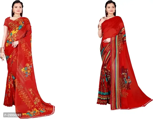 Stylish Fancy Georgette Saree With Blouse Piece For Women Pack Of 2-thumb0