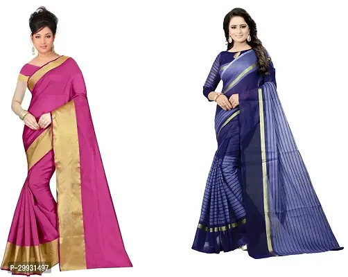 Stylish Fancy Georgette Saree With Blouse Piece Combo For Women Pack Of 2-thumb0