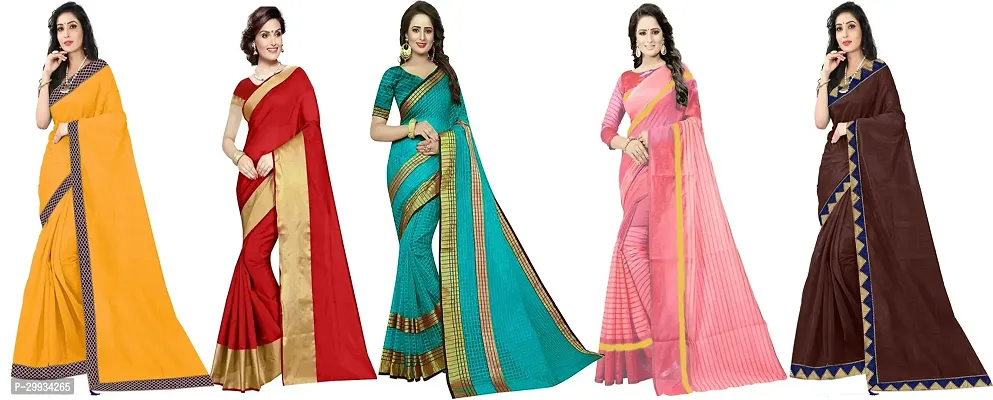 Stylish Fancy Art Silk Saree With Blouse Piece For Women Pack Of 5-thumb0