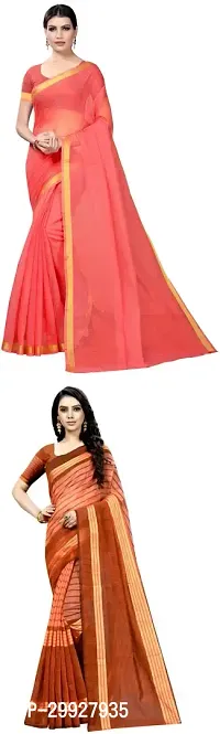 Stylish Fancy Art Silk Saree With Blouse Piece Combo For Women Pack Of 2-thumb0